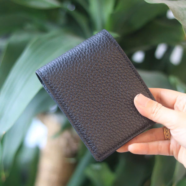 Ví da nam handmade dáng ngang có ngăn zip Lano VDNTK015 mặt trước