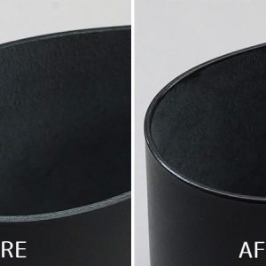 Cạnh da trước và sau khi hoàn thiện bằng Edge Paint