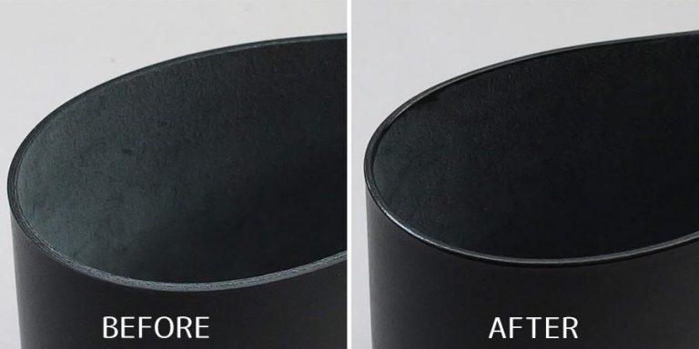 Cạnh da trước và sau khi hoàn thiện bằng Edge Paint